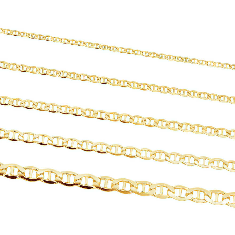 10k Real Yellow Gold Solid Mariner 6mm Chain Anchor Link Necklace (22") Italian Jewelry for Men & Women