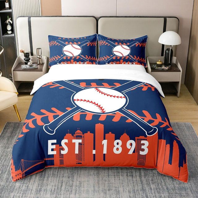 100% Algodón Natural Funda Nórdica King para Hombres,Niños Juego de Cama Béisbol