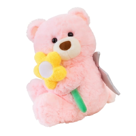 Cthrlog Stuffed Animal Plushies Bedtime Soft Plush Toy Weighted Stuffed Animals Cute Pink Bear with Flower Gifts for Kids Toddlers Nursery Decor Birthday