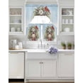 thumbnail image 3 of Christmas Cardinal Swag Kitchen Curtains Sets for Windows 24 Inch Length, Winter Xmas Poinsettia Berry Sky Blue Short Window Curtain Panels Swags Valances and Tiers 3 Piece Set for Cafe/Dining Room, 3 of 5