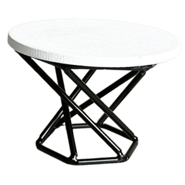 Mesa Auxiliar Redonda para Casa de Muñecas Escala 1/12, con Tapa de Madera, 6,35 X 4,57 Cm (2,5 X 1,8 Pulgadas), Resistente Y Ligera, Ideal para Decor Negro