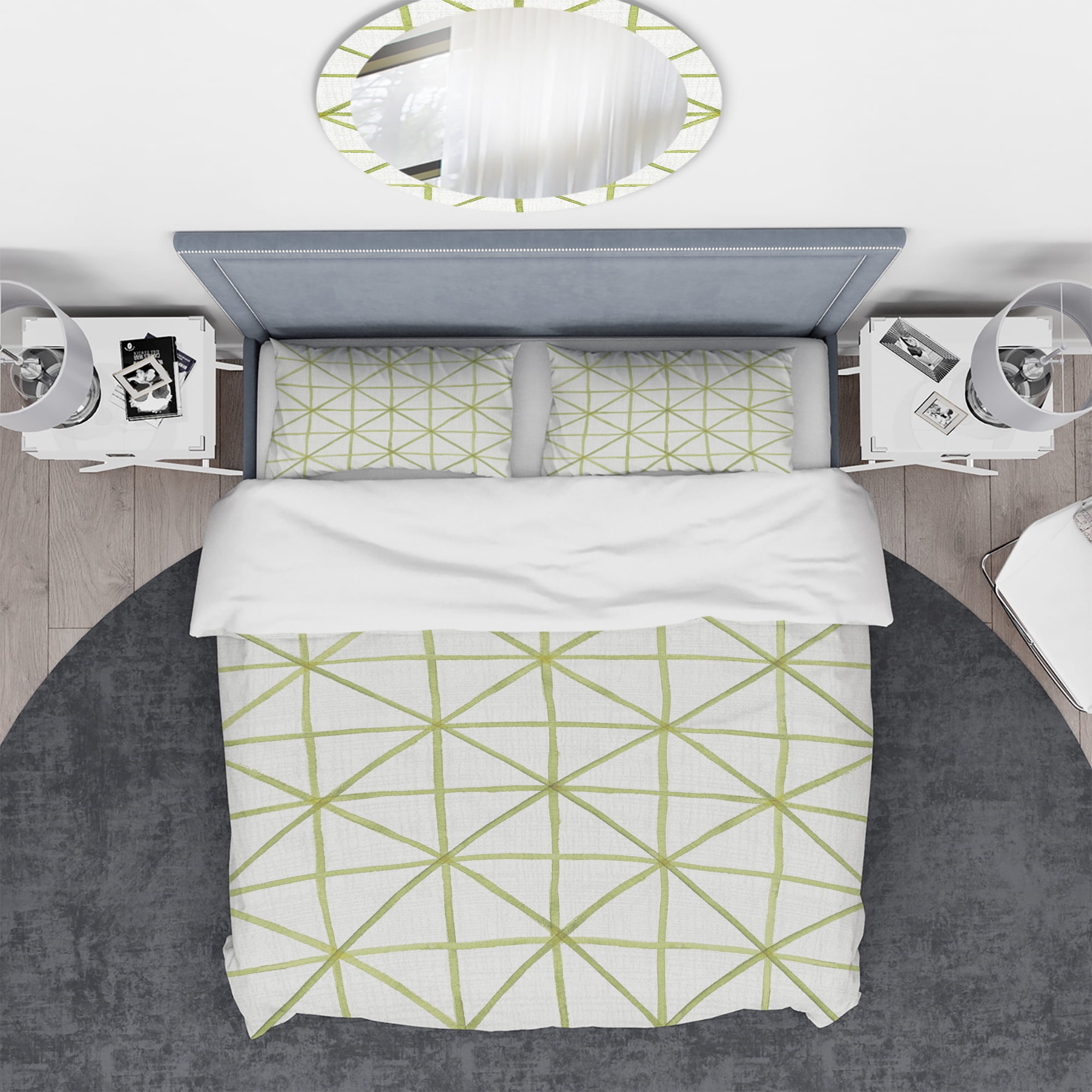 Designart 'geometric Green Triangle II' Geometric Duvet Cover Set