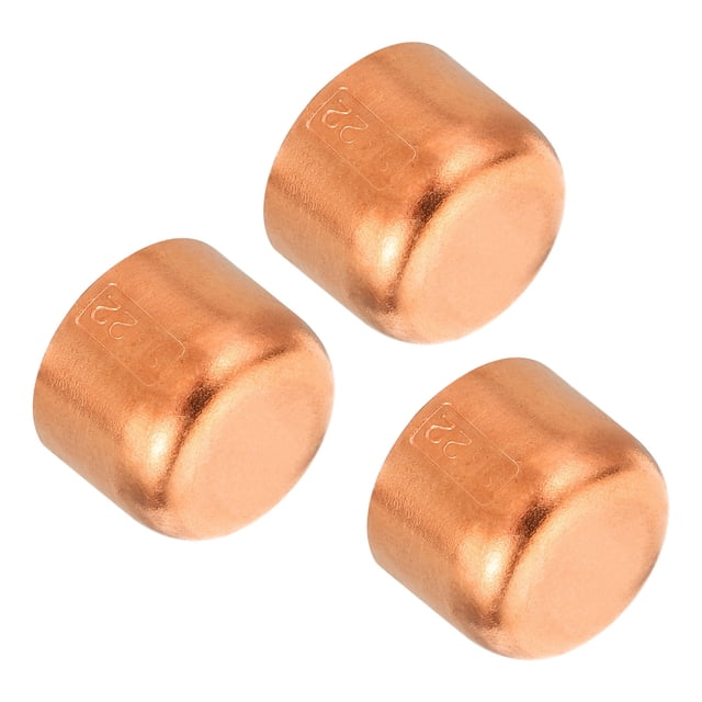 Unique Bargains 7/8 Inch ID Copper Pipe Fitting End Cap Sweat Plug Solder Connection Plumbing HVAC Air Conditioner 3 Pack
