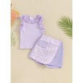 thumbnail image 2 of Suealasg Kids Toddler Girl Outfit Ruffle Sleeveless Tank Tops and Plaid Print Shorts Skirt Set 2 Piece Baby Summer Clothes, 2 of 9
