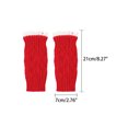 thumbnail image 2 of INSPIRE CHIC Women's Elastic Knit Gloves Female Lacework Wrist Arm Warmer Thumb Hole Half Finger Cute Sleeves for Christmas Cool Windproof Red, 2 of 6