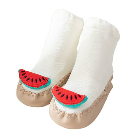 

BueatyH 1 Pair Toddler Socks Anti-skid Bottom Hand Washable Mid-length Kids Cartoon Soft Socks for Boys Girls