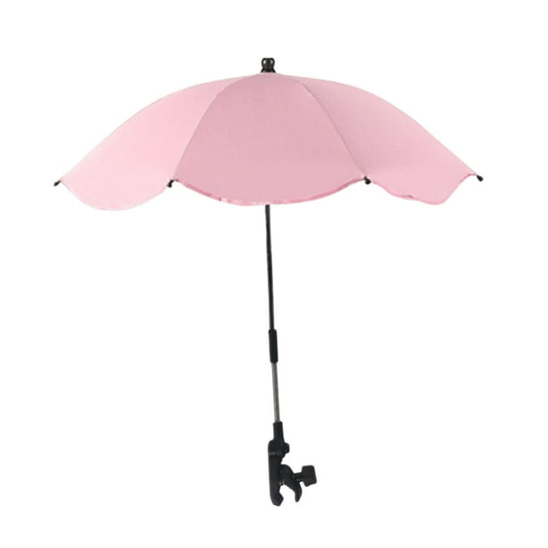 Paraguas con clip para cochecitos, sombrilla, sombrilla multiusos para silla de playa con Rosa