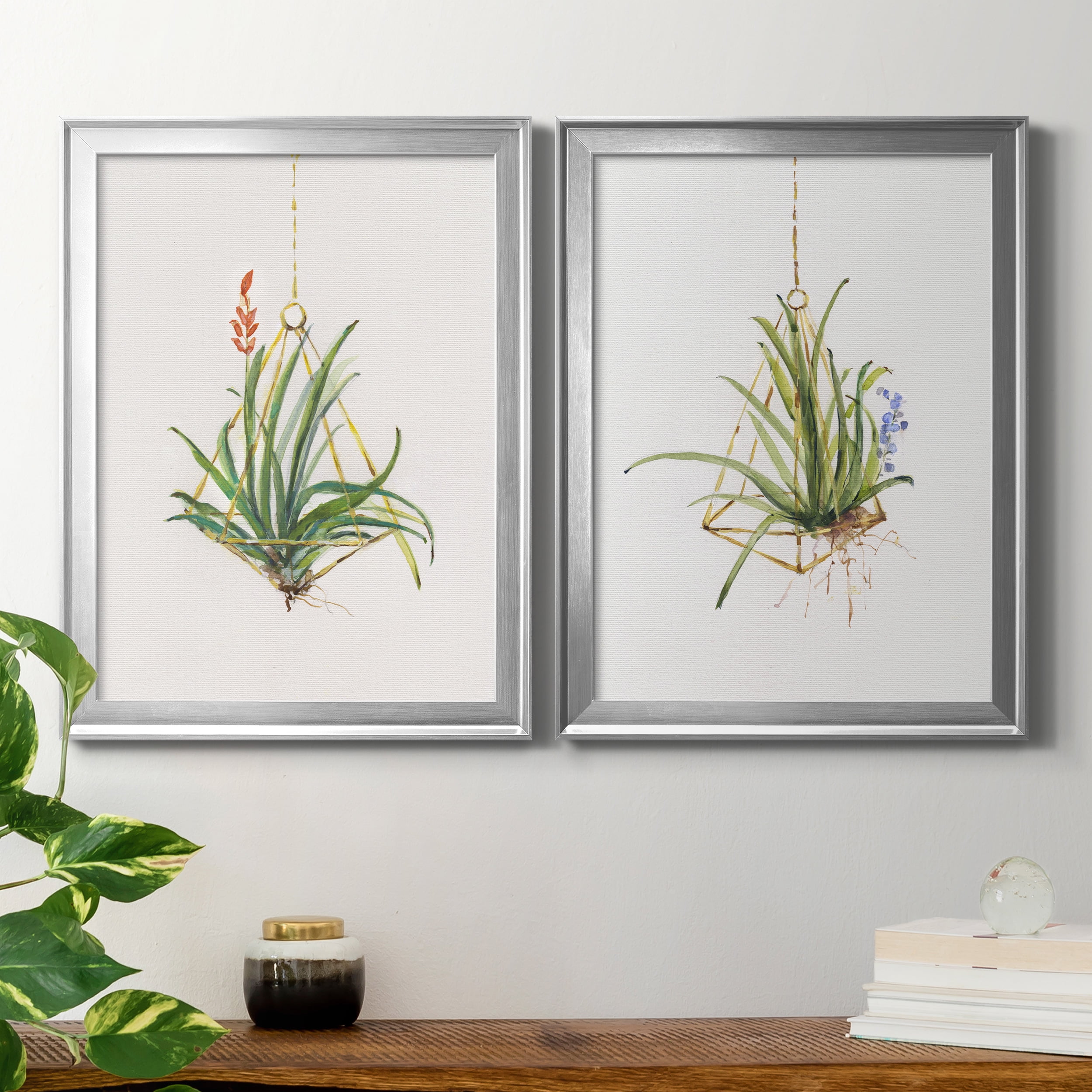 2 Piece Set Gardenaire I Premium Framed Canvas - Ready to Hang - 18.5 x 24.5 Each - Silver Frame