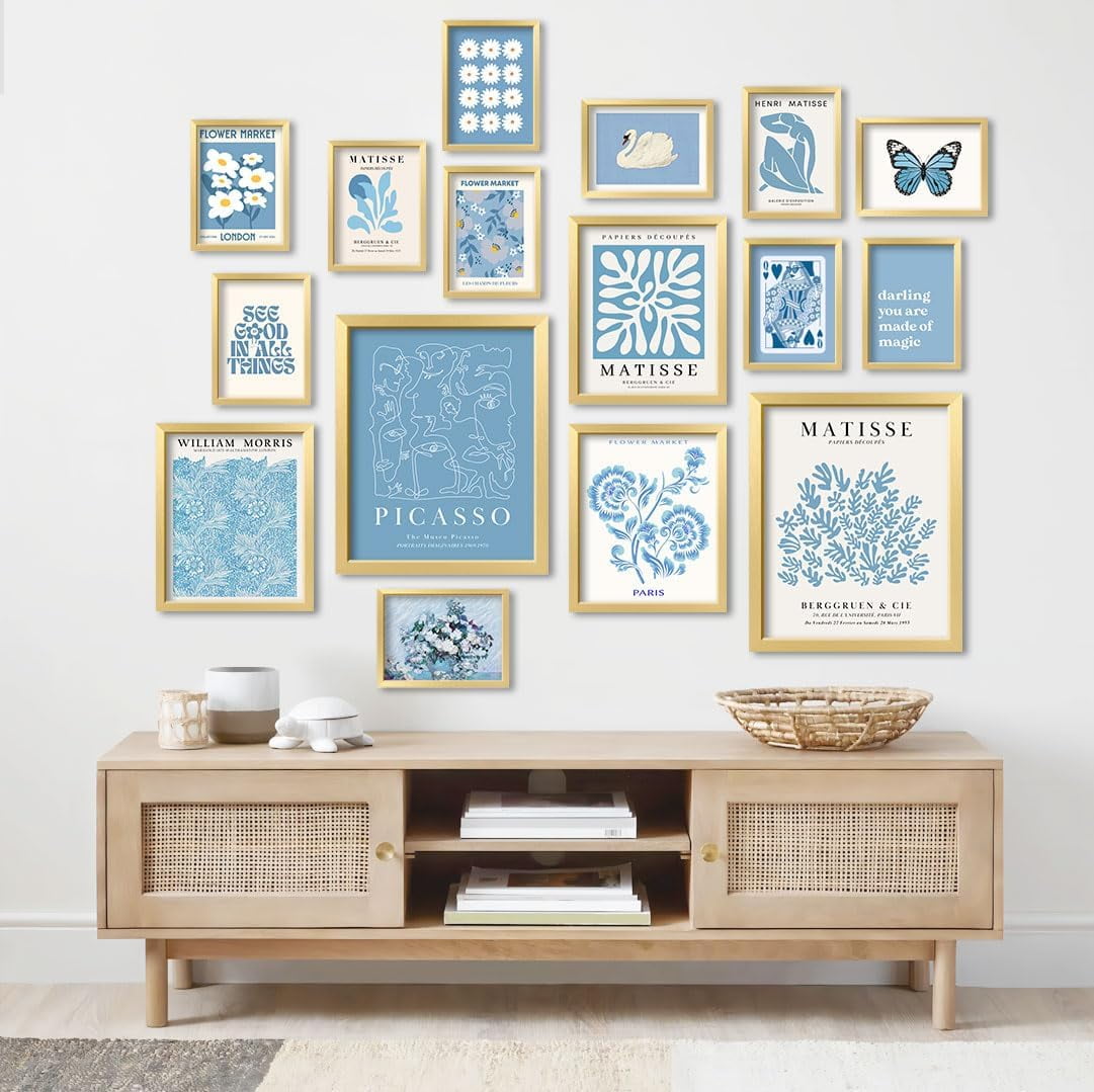 FUQWZ Ocean Matisse Wall Art Set Of 4 - 8x10 Inch Unframed Prints, Blue & Pink, Minimalist Coastal Decor 3 thumbnail image