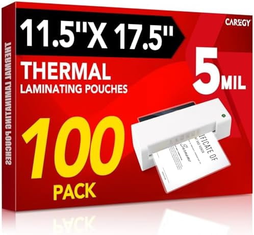 Tekola 100 Pack Laminating Sheets, Hold 11 x 17 Inch Sheet, 5 Mil Clear Thermal Laminating Pouches 11.5 x 17.5 Inch Lamination Sheet Paper for Laminator, Round Corner