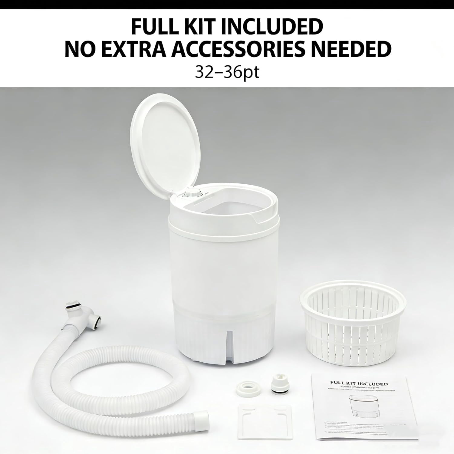 Portable Washing Machine – 4.5L Mini Washer with Spinner, 260W Compact Laundry Washer, Semi-Automatic Single Tub Washer for Camping, RV, Portable Washer for Small Loads, IPX4 Waterproof (White)