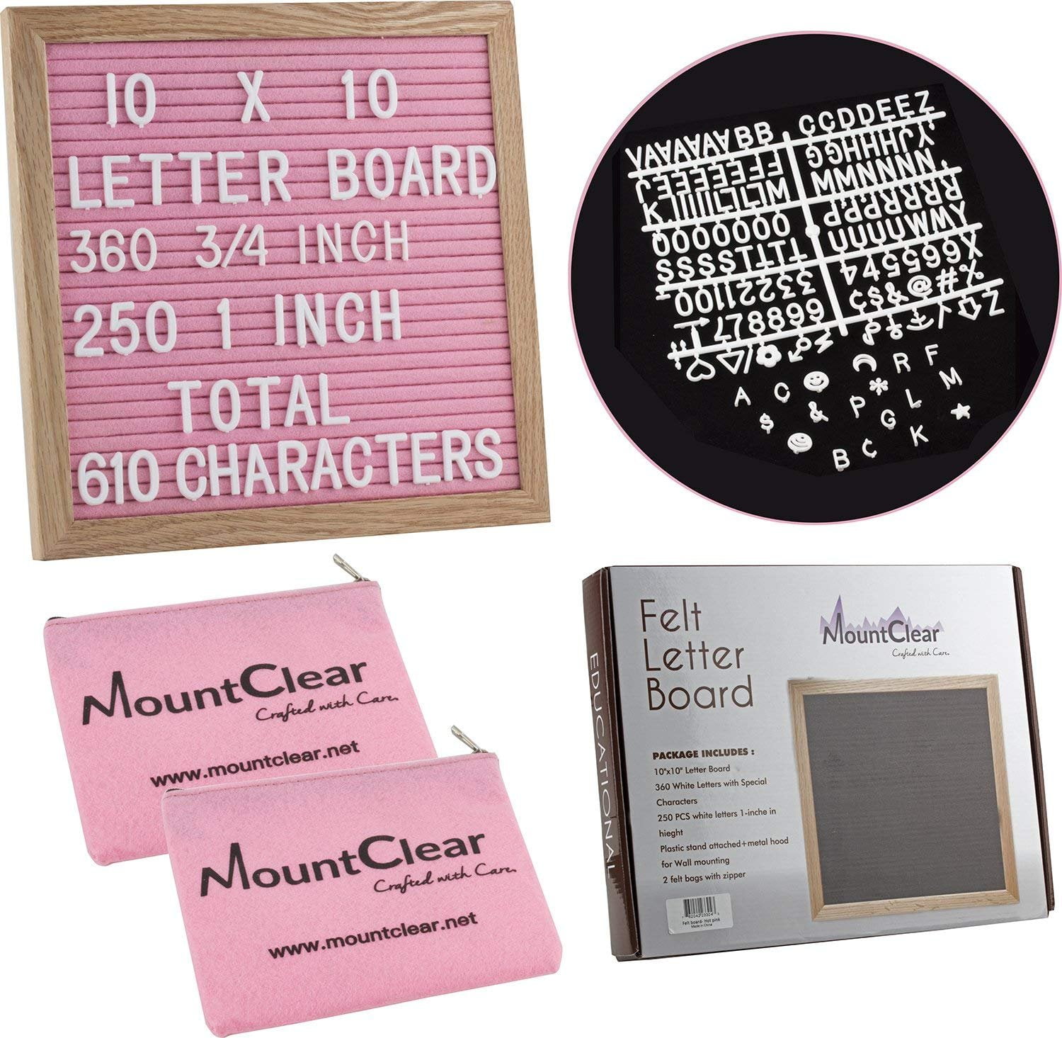 Message Board Felt Letter Box Changeable Letter Board Baby Announcement with Solid White Wooden Frame Felt Letter Board 10x10 Decorative with 250 Characters Canvas Bag 