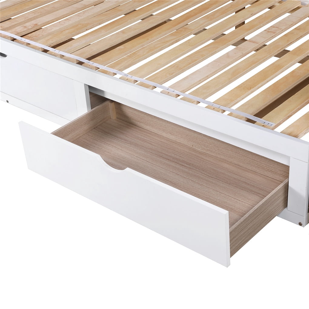 Irene Inevent Wooden Daybed with Trundle Bed and 2 Storage Drawers Extendable Sofa Support Platform for Bedroom Living Room