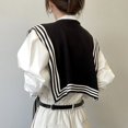 thumbnail image 4 of Camisa exterior de rayas blancas y negras de alta calidad para mujer, cuello falso de punto de primavera y otoño, hombros cálidos para habitación con aire acondicionado, 4 of 5
