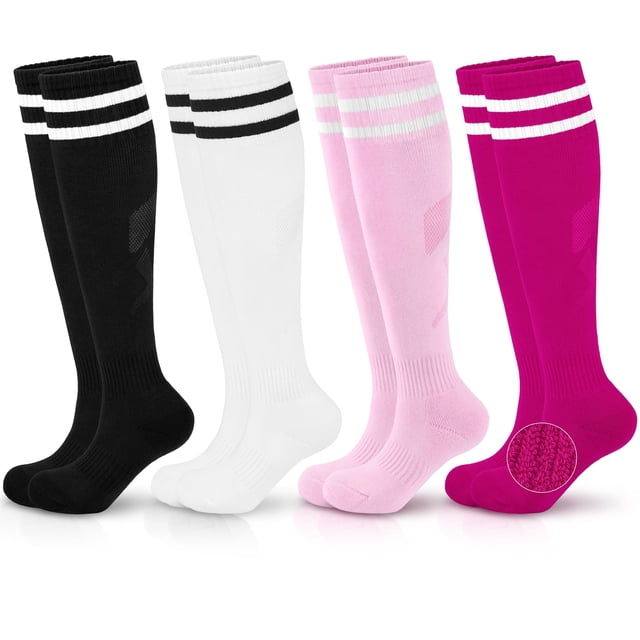 Medias de fútbol para niños Hryrbay, 4 pares, algodón acolchado, 9-12 años
