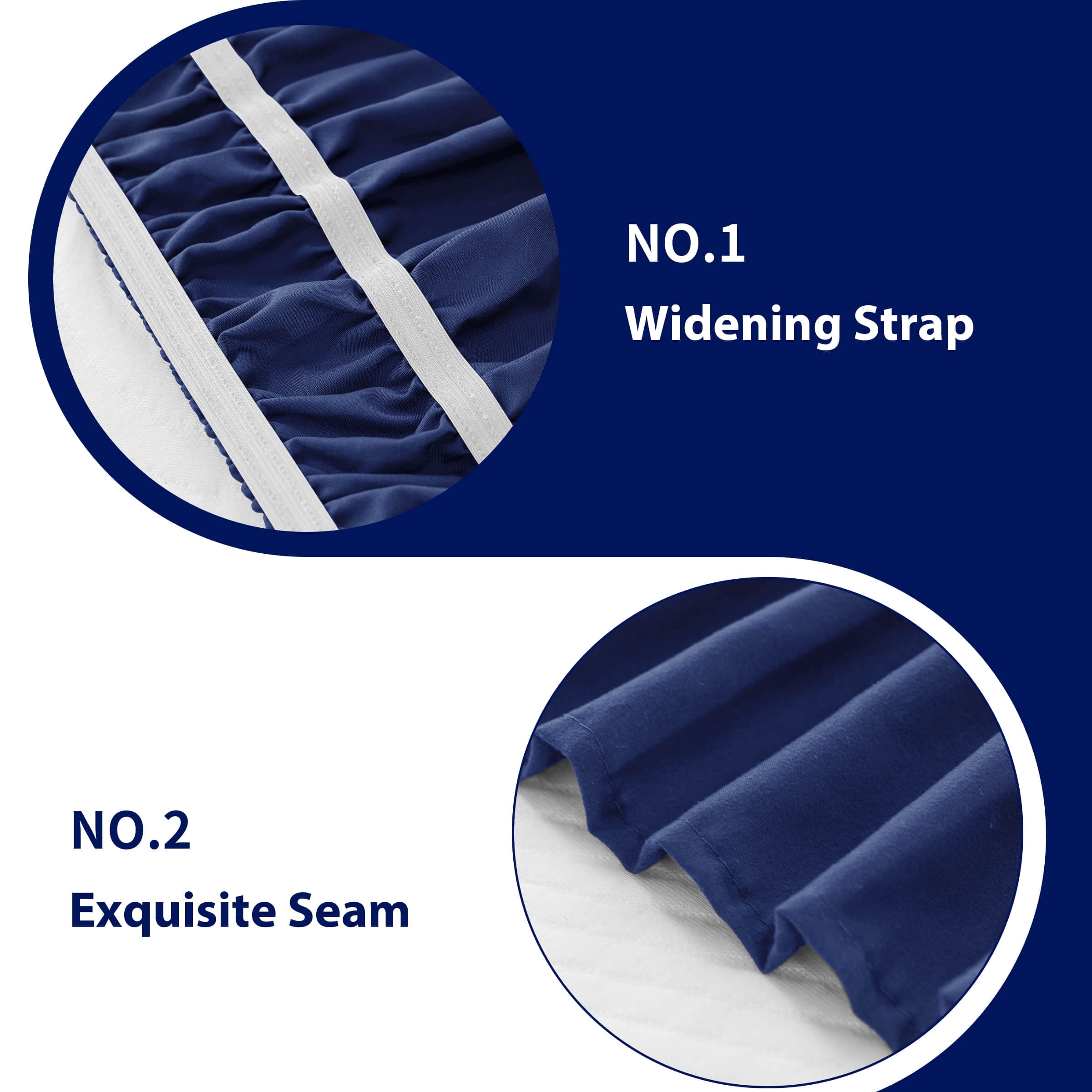 Subrtex Bed Skirt Wrap-Around Dust Ruffle Elastic 16 Inch Bed Cover, King, Navy