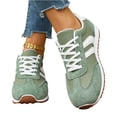 thumbnail image 5 of EKVAHL Women's Retro Low-Top Suede Sneakers, Lace-Up Casual Color Block Shoes, Breathable Rubber Sole Non-Slip Mesh Walking Trainers Green, 5 of 6