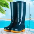 thumbnail image 4 of hopeusnice Women Tall Knee High Rain Boot Square Toe Waterproof Shoe For Farm Garden Work Green 38, 4 of 5