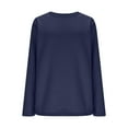 thumbnail image 5 of TKLPEHG Women's Winter Warm Fleece Lined Tops Solid Color Casual Crewneck Sweatshirt Pullover Loungewear Tunic Tops (Navy,L), 5 of 7