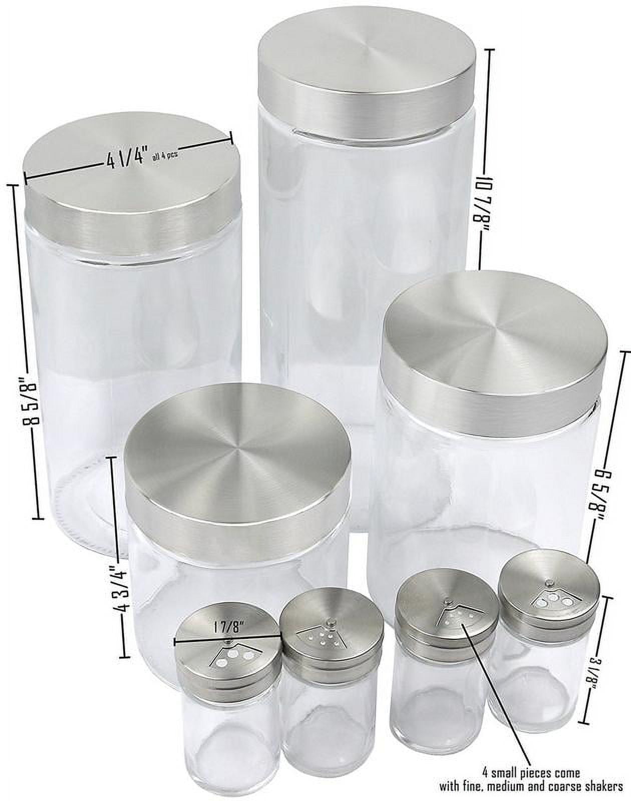  Zopeal 8 Pack Kitchen Canister Set Stainless Steel Nested Food  Containers with Lids and Glass Window Flour Sugar Container Turquoise  Farmhouse Canister Sets for Countertop Decoration Coffee Tea Grains : Home