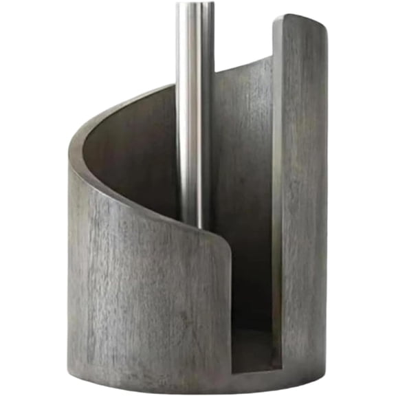 Wood Paper Towel Holder with Iron Base, One-Handed Operation Countertop Stand for Jumbo, Regular & Large Rolls, Stable Portable Design for Kitchen, Outdoor & Home Decor
