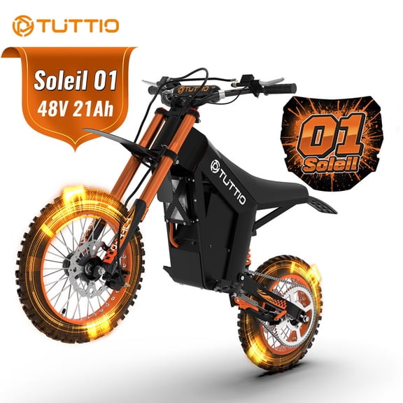 TUTTIO Soleil 01 Electric Dirt Bike,3000W 200N·m High Torque, 21AH Battery, 14"/12" Full Suspension Off-Road Motocross