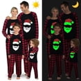 thumbnail image 2 of Pijamas familiares a juego de Navidad, conjunto de pijamas negros luminosos con cabeza de Papá Noel brillante, 2 of 4
