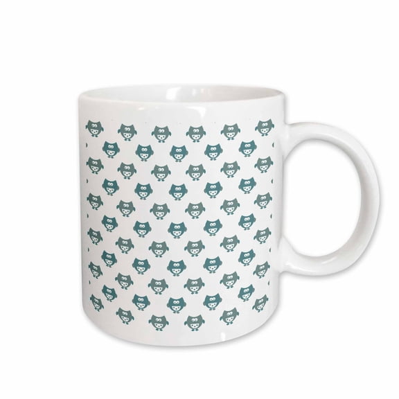 3drose, Teal Blue Owls - Cute and Whimsical Art - Birds, 15oz Mug