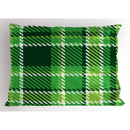 Checkered Pillow Sham Old Fashioned Irish British Tile Mosaic In