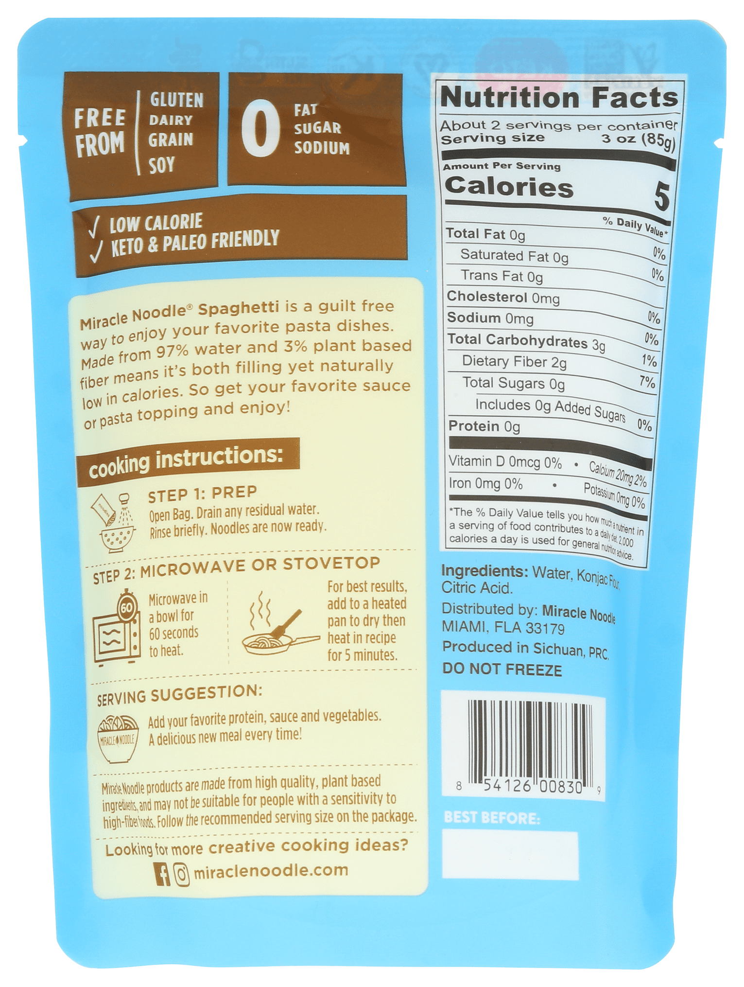 Miracle Noodle Spaghetti, Ready-to-Eat, Konjac Noodles, 7 oz Pack, Naturally Low Carb, Gluten Free, Free from Allergens