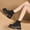 Black, variant on Women's Ankle Boots, Low Cut Casual Satin Fabric Biker Comfort Shoes Black 6.5