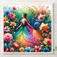 thumbnail image 3 of Pintura de diamante 5D DIY taladro redondo completo parcial AB niñas y flores Kit35x35cm, 3 of 9