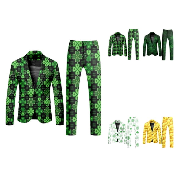 Men's 2-Piece Print Suit Long Sleeve Floral Button Blazer Pants Set Multi-Pocket Slim Fit Party Holiday Event Wear
