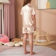 thumbnail image 6 of Cethrio Girls Summer Pajama Sets, Collared Casual Comfy Short Sleeve Girls' Sleepwear Beige Size 10-12, 6 of 7