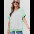 thumbnail image 4 of Camisetas de Corta con Cuello Redondo y Bloques de Color para Mujer, Conjuntos Casuales de Verano de Gran Tamaño Verde XL, 4 of 6