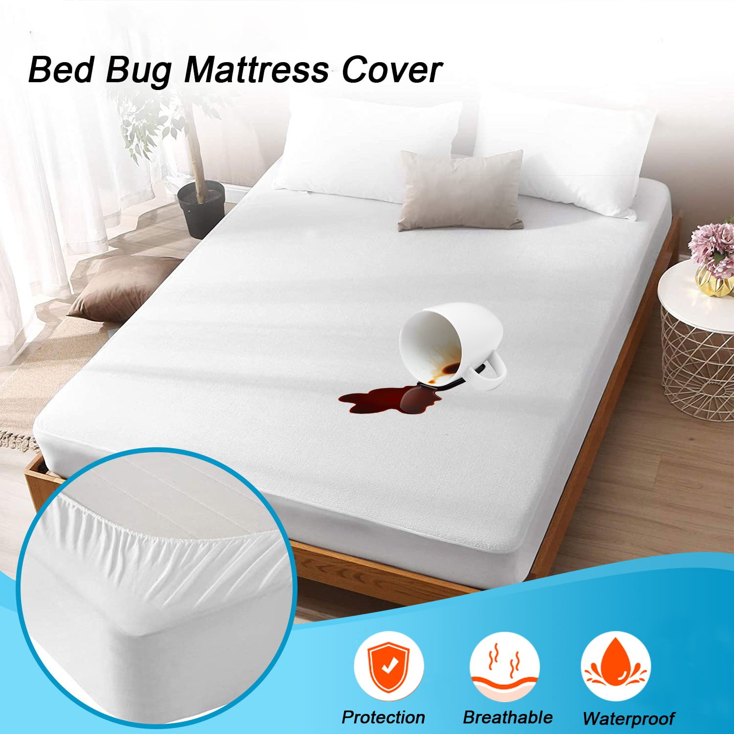 Details about   King Size Quilted Fitted Mattress Pad 100% Waterproof Breathable Mattress Prote 