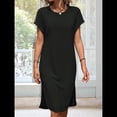 thumbnail image 4 of Vestido Midi de Verano para Mujer, Color Liso, con Abertura, Negro, Talla L, 4 of 9