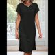 thumbnail image 4 of Vestido Midi de Verano para Mujer, Color Liso, con Abertura, Negro, Talla M, 4 of 9