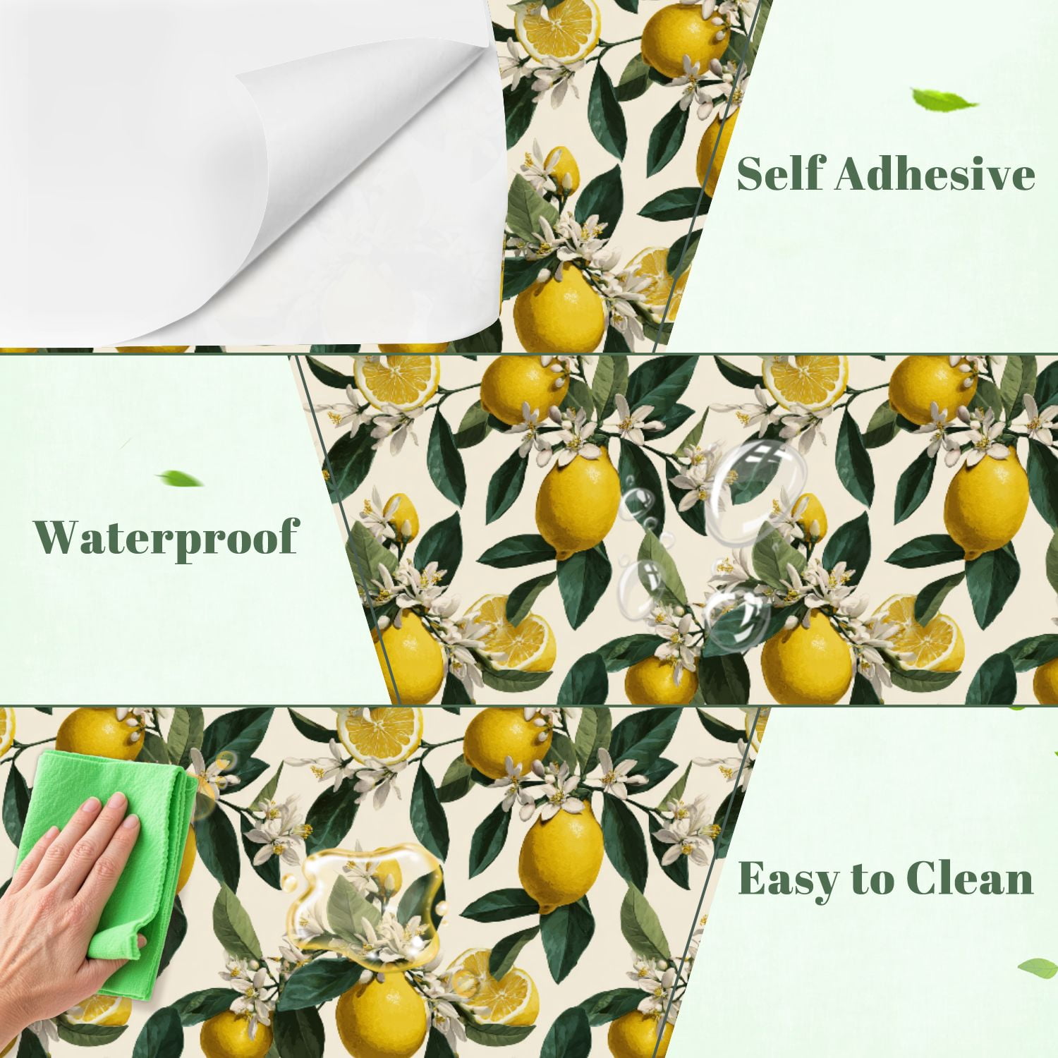 Peel and Stick Wallpaper Summer lemon branch flowers 24in x 118in Contact Paper Removable Self Adhesive Wall Mural Wall Decor for Bedroom Kitchen Cabinets