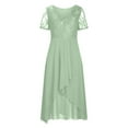 thumbnail image 4 of LNGOOR Robes d'Invitée de Mariage pour Femmes Automne Manches Mi-Longues en Maille Dentelle Robe de Soirée Formelle Ligne A Évasée Cocktail Midi Robes, 4 of 6