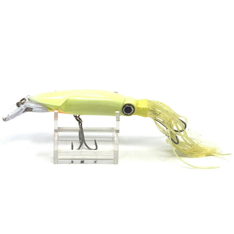 Luminous Squid Skirt Trolling 8.6in Artificial Fish, Swimming Lure Fishing Glow for Marlin, Dolphin, Tuna, Salmon, Offshore, Size: 22x3cm, Beige