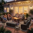 thumbnail image 7 of Sunmthink 10-Piece Patio Furniture Set, High Back Swivel Rocker Chairs with Thick Cushions, Wicker Rattan Outdoor Sectional Sofa with Fire Pit & Ottoman, Light Grey, 7 of 7