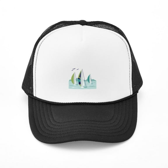 CafePress - Sail Boat Race - Adjustable Unisex Printed Trucker Hat with Mesh Back