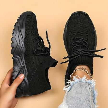 

SHZHRUKUNSHM Breathable Women‘s Platform Casual Lace Up Outdoor Shoes - Lightweight Low Top Running Sneakers