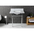 thumbnail image 2 of Kingston Brass KVBH3022M8SQ1 Templeton 30-Inch Carrara Marble Console Sink with Brass Legs (8-Inch, 3-Hole) in Carrara Marble White/Polished Chrome, 2 of 9