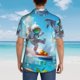 thumbnail image 4 of Balery Astronaut Tropical Dolphin Camisas hawaianas de manga corta para hombre, camisas playeras de corte holgado, camisas de vacaciones con botones,XX-Large, 4 of 7