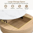 thumbnail image 5 of 31.5" Round Lift-Top Coffee Table, Modern Coffee Table Set with 3 Ottomans and Hidden Storage Compartment for Living Room and Office (Natural+White), 5 of 9