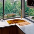 thumbnail image 3 of Strictly Sinks 30 In Undermount Corner Kitchen Sink Gold, 16 Gauge Stainless Steel Butterfly Workstation Sink, 3 of 8