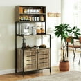 thumbnail image 4 of Spaco Baker's Rack with Power Outlet and Storage Shelves, Microwave Stand with Louvred Door Cabinets, Baker Rack for Indoor as Kitchen, Bar, Dining Room, Gray, 4 of 7