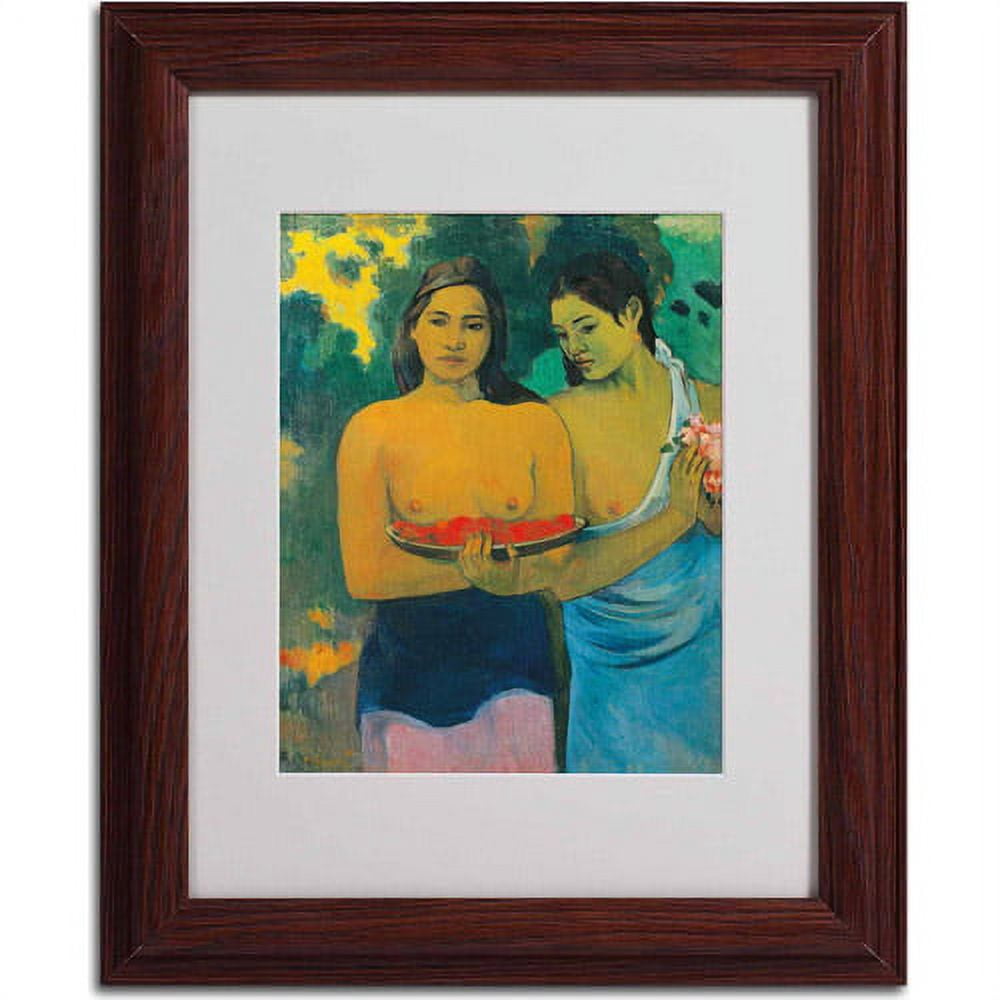 Trademark Fine Art "Two Tahitian Women 1899" Canvas Art by Paul Gauguin, Wood Frame